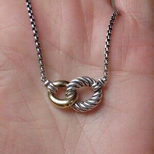 Retired David Yurman  Belmont Curb Necklace- 18K/925 - Adjustable DY Chain